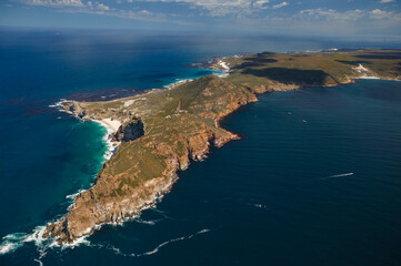 An aerial view of Cape Point and the Cape of Good Hope. Cape Town. Western Cape. South Africa