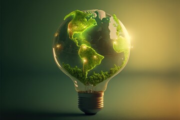 Digital illustration about light bulb. Generative AI.