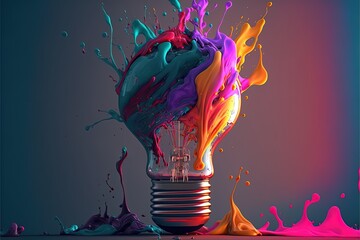 Digital illustration about light bulb. Generative AI.
