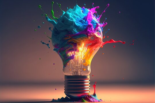 Digital illustration about light bulb. Generative AI.