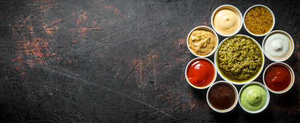 The range of different sauces.