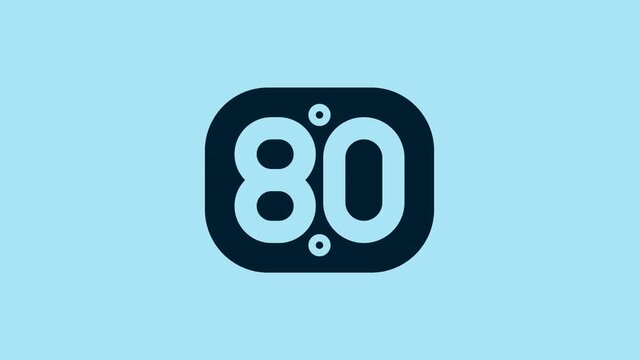 Blue 80s Retro icon isolated on blue background. Eighties poster. 4K Video motion graphic animation