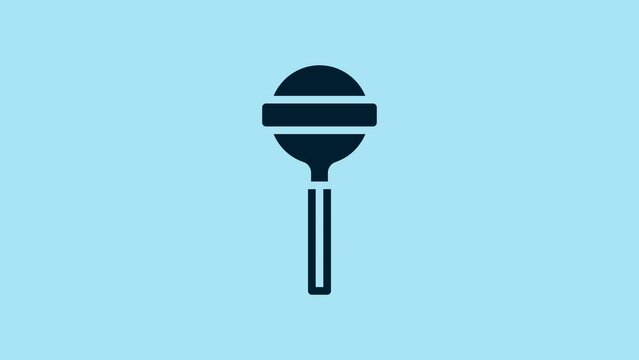Blue Lollipop icon isolated on blue background. Food, delicious symbol. 4K Video motion graphic animation