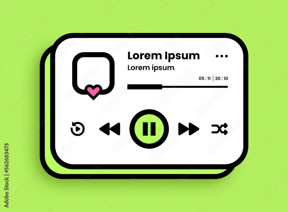 Poster audio player interface in nostalgic design style. multimedia application editable mockup.