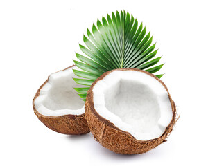 Delicious coconuts, isolated on white background