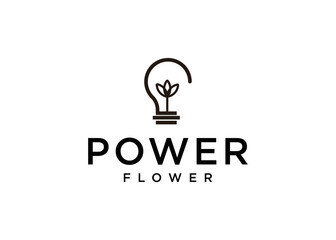 lamp light bulb logo with abstract flower plant concept