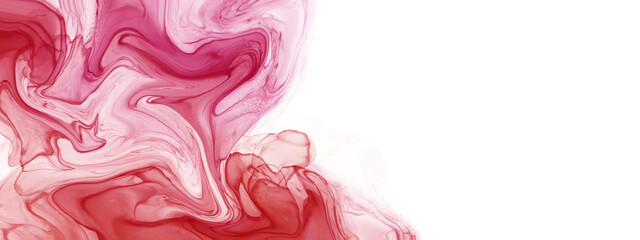Magenta alcohol ink background, Popular red accent illustration with liquid texture, fluid art design backdrop with watercolour painting, isolated object with transparent background