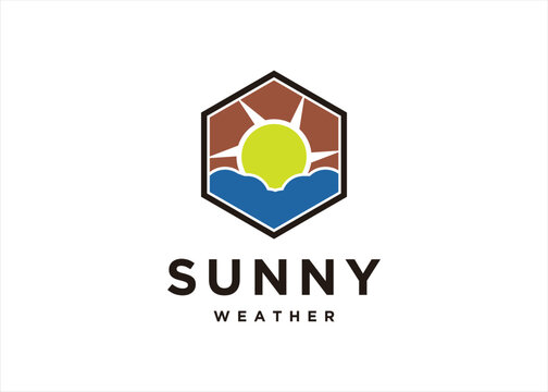 sun logo design cloud sky