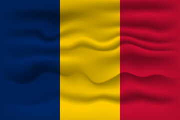 Waving flag of the country Chad. Vector illustration.
