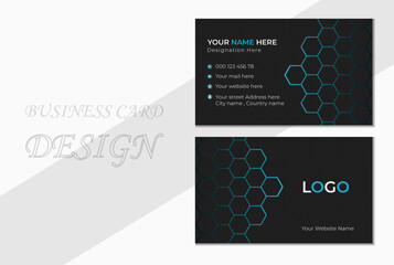 Black and Blue creative business card template. Modern Business Card - Creative and Clean Business Card Template.  luxury clean dark business card. Double-sided Business card. 