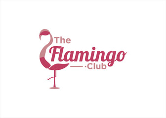 Fototapeta na wymiar flamingo logo design simple line concept