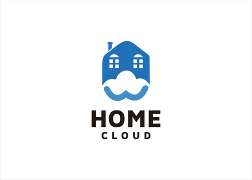 home house and sky cloud logo design symbol