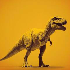 Tyrannosaurus rex in yellow background. Generative AI.