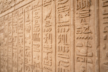 Hieroglyphics of a wall at the temple Kom Ombo from Egypt
