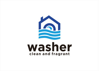 Obraz na płótnie Canvas washer logo home cleaning service