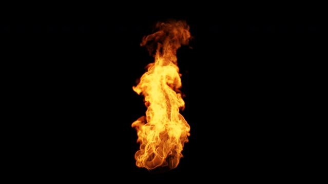 fire on black background. loop fire flame. fire on dark in slow motion