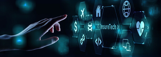 Insurtech Insurance technology online business finance concept on screen.