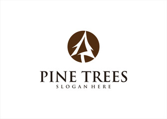 pine tree logo fire forest evergreen symbol
