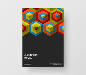 Clean company cover A4 design vector illustration. Amazing geometric hexagons booklet concept.