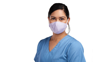 Portrait of a young doctor wearing a face mask Isolated on a PNG background.