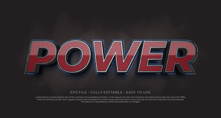 Creative 3d text power editable style effect template
