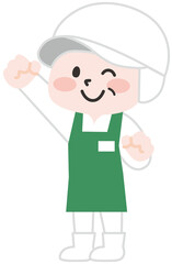 スーパーで働くシニア女性店員