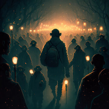 monkeys in a crowd ull of light