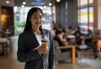 asian business woman at coffee shop
