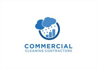 building logo design with water rain concept for business property construction contractor cleaning service