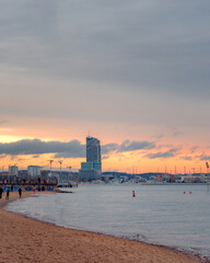 Panorama of the center of Gdynia, view from the beach