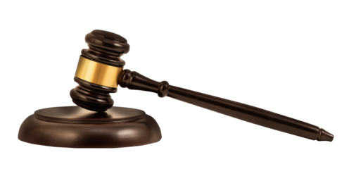 Judge gavel isolated on transparent background.
