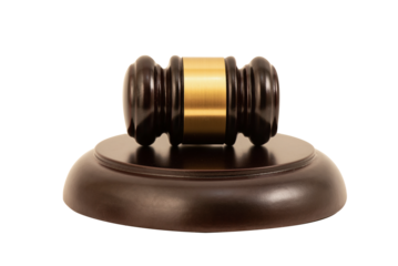 Judge gavel isolated on transparent background.