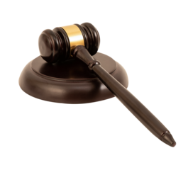 Judge gavel isolated on transparent background.