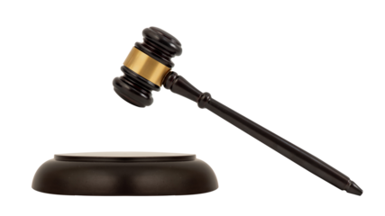 Judge gavel isolated on transparent background.