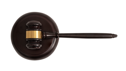 Judge gavel isolated on transparent background.