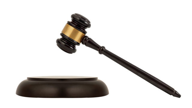 Judge gavel isolated on transparent background.