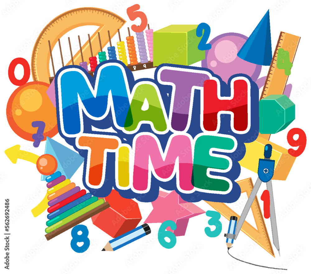Wall mural math time text banner with math element