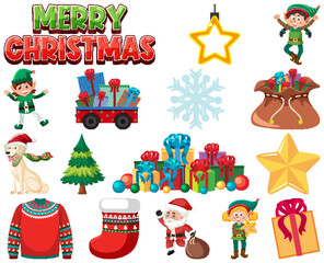 Naklejka premium Christmas characters and elements set