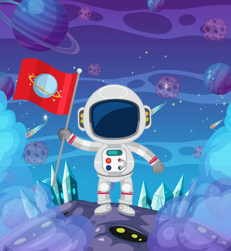 Astronaut in the galaxy background
