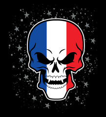 France Flag painted on a skull