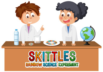 Obraz na płótnie Canvas Student doing skittles rainbow science experiment