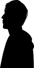 Silhouette of a person side view on isolated white background. Vector illustration.