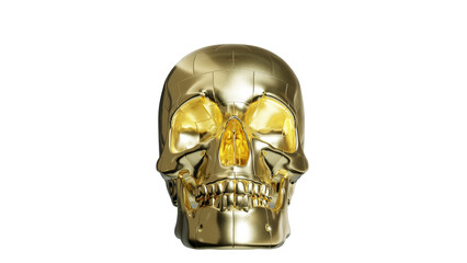 a golden skull. a skull on a white background