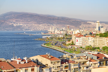 Naklejka na ściany i meble Awesome aerial view of scenic coastline of Izmir, Turkey