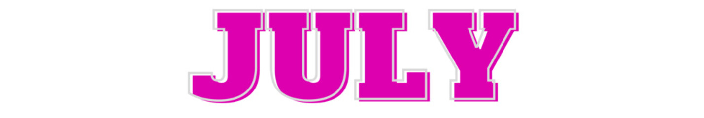 july typography banner on transparent background