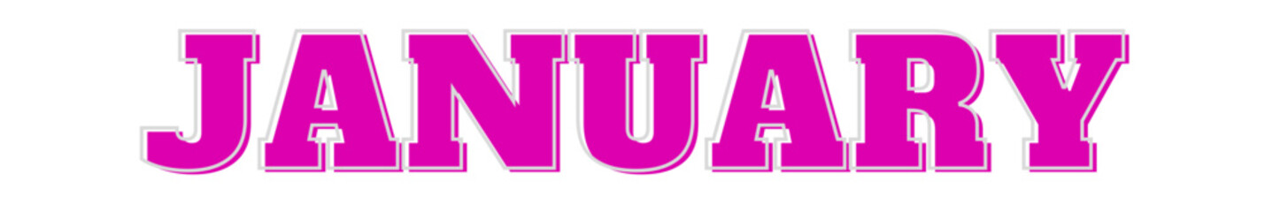 january typography banner on transparent background