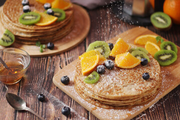 Crepes or bliny with fruit