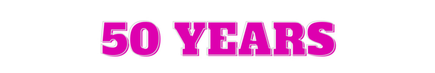 50 yearsPink typography banner on transparent background