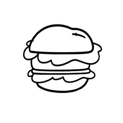 Vector Illustration of Hand drawn Burger Outline for Coloring