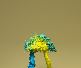 3d illustration in abstract form with viscous liquids on cream background
